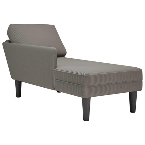 Chaise longue met kussen corduroy stof lichtgrijs