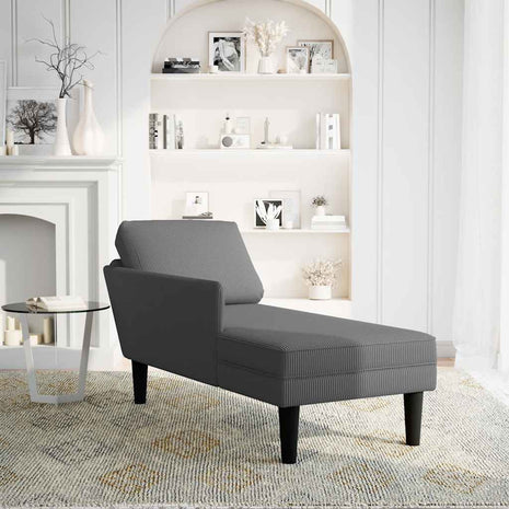 Chaise longue met kussen corduroy stof donkergrijs