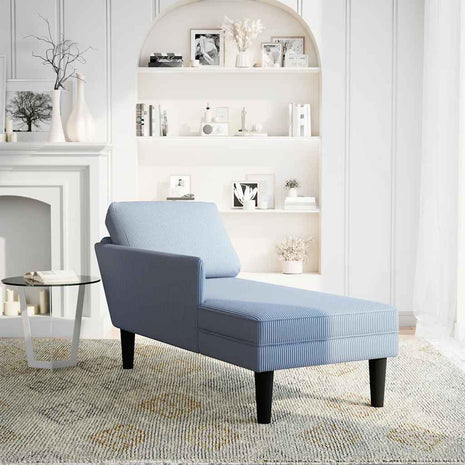 Chaise longue met kussen corduroy stof blauw