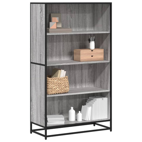 Boekenkast 80,5x35x139 cm bewerkt hout grijs sonoma eikenkleur