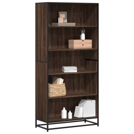 Boekenkast 80,5x35x170,5 cm bewerkt hout bruin eikenkleurig