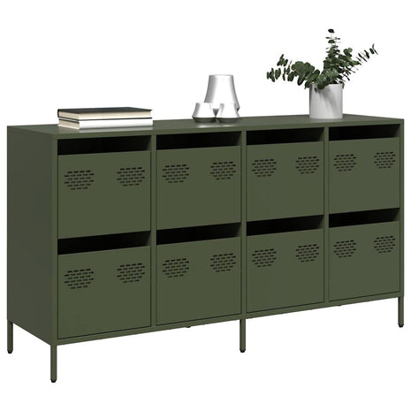 Dressoir 135x39x73,5 cm koudgewalst staal olijfgroen