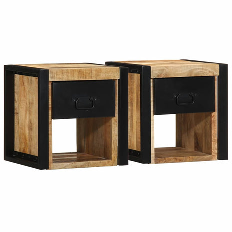 Nachtkastjes 2 st 40x35x40 cm massief ruw hout mango