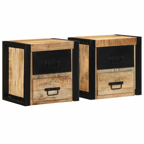 Nachtkastjes 2 st 40x35x40 cm massief ruw hout mango