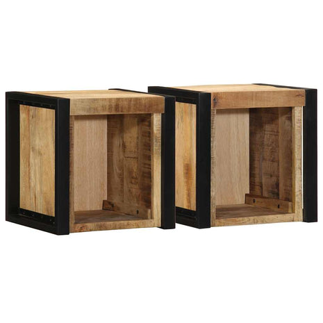 Nachtkastjes 2 st 40x35x40 cm massief ruw hout mango