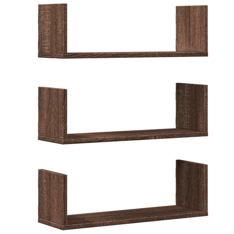 Wandschappen 3 st 58x18x18 cm bewerkt hout bruin eikenkleurig