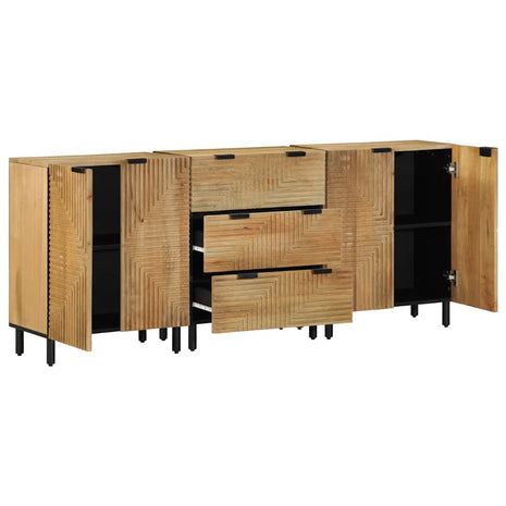 3-delige Dressoirs 60x33x75 cm massief mangohout bruin