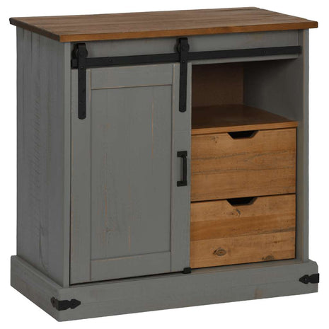 Dressoir HALDEN met schuifdeur 80x40x80 cm massief hout grijs