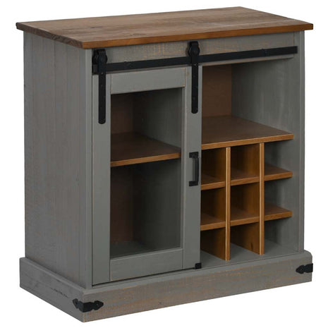 Dressoir HALDEN met schuifdeur 80x40x80 cm massief hout grijs