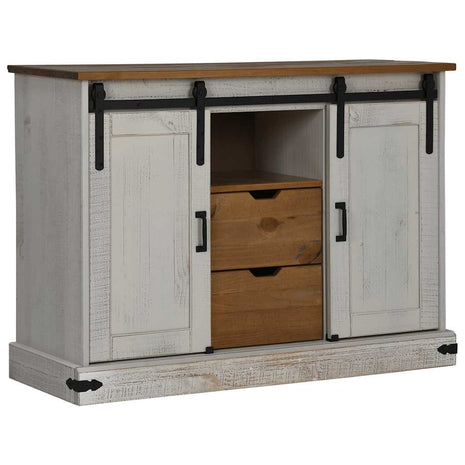 Dressoir HALDEN 2 schuifdeuren 112x40x80 cm massief hout wit