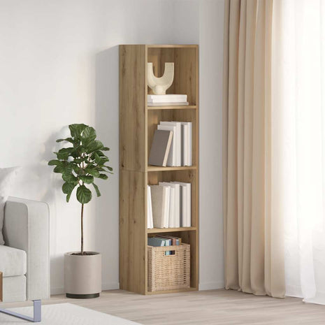 Boekenkast/tv-meubel 36x30x143cm bewerkt hout oud houtkleurig