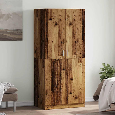 Kledingkast 90x52x200 cm bewerkt hout oud houtkleurig