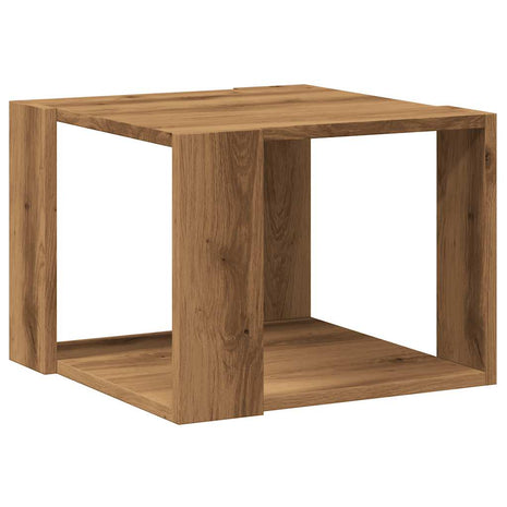 Salontafel 40x40x30 cm bewerkt hout artisanaal eikenkleur