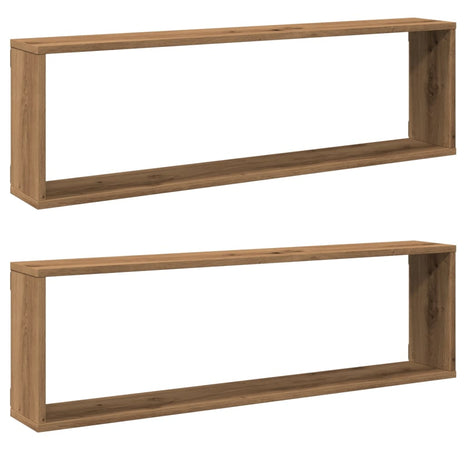 Wandschappen kubus 2st 100x15x30cm bewerkt hout artisanaaleiken