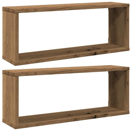 Wandschappen kubus 2 st 60x15x23 cm hout artisanaal eiken