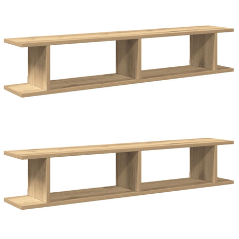 Wandschappen 2 st 105x18x20 cm bewerkt hout artisanaal eiken