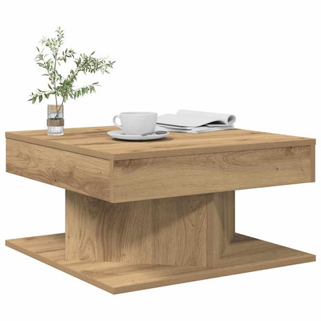 Salontafel 55x55x30 cm bewerkt hout artisanaal eikenkleurig