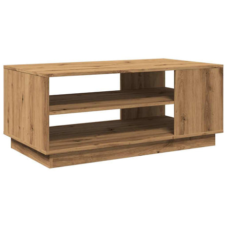 Salontafel 102x55x43 cm bewerkt hout artisanaal eikenkleur