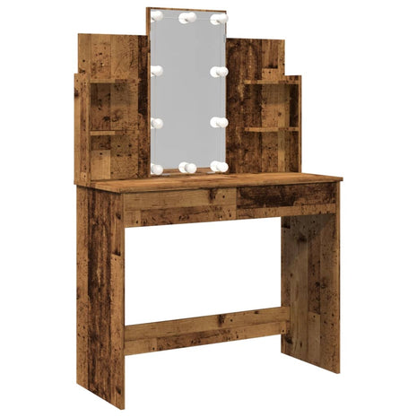 Kaptafel met LED-verlichting 96x40x142 cm oud houtkleurig