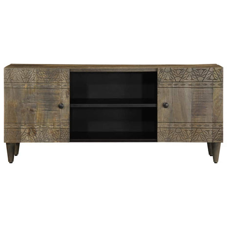 Tv-meubel 105x33,5x46 cm massief mangohout lichtgrijs