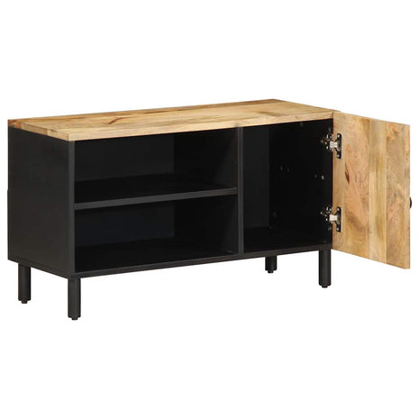 Tv-meubel 80x33,5x46 cm massief ruw mangohout zwart