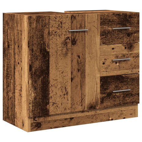 Wastafelkast 63x30x54 cm bewerkt hout oud houtkleurig