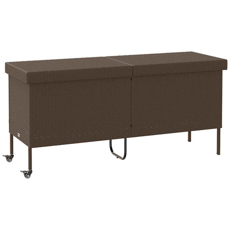 Tuinbox met wielen 160x55x75 cm poly rattan bruin