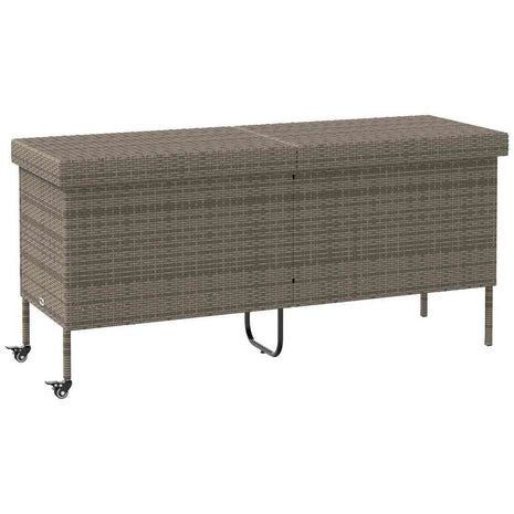 Tuinbox met wielen 160x55x75 cm poly rattan grijs