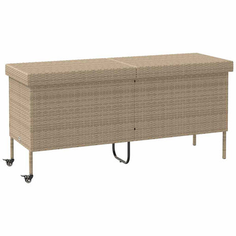 Tuinbox met wielen 160x55x75 cm poly rattan beige