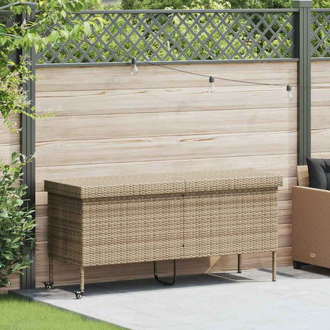 Tuinbox met wielen 160x55x75 cm poly rattan beige