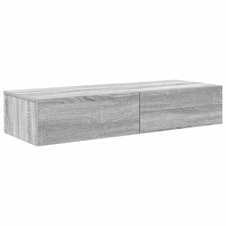 Wandschap met lades 100x36x19cm bewerkt hout grijs sonoma eiken