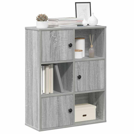 Boekenkast 60x24x76,5 cm bewerkt hout grijs sonoma eikenkleurig