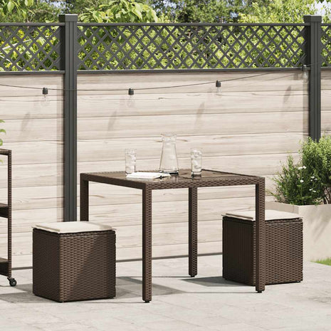 Tuinkrukken met kussens 2 st 40x40x43 cm poly rattan bruin