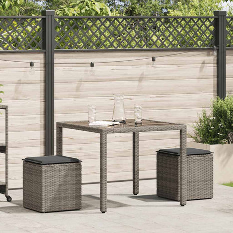 Tuinkrukken met kussens 2 st 40x40x43 cm poly rattan grijs