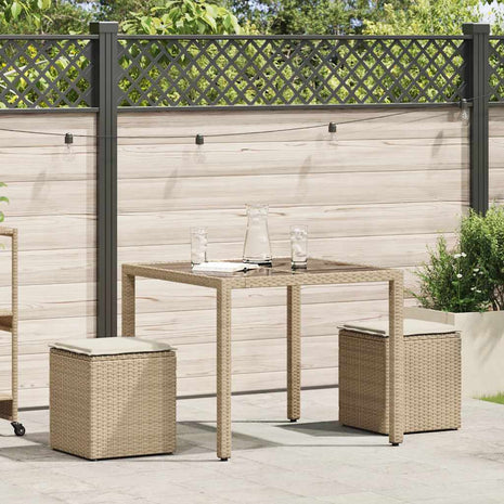 Tuinkrukken met kussens 2 st 40x40x43 cm poly rattan beige