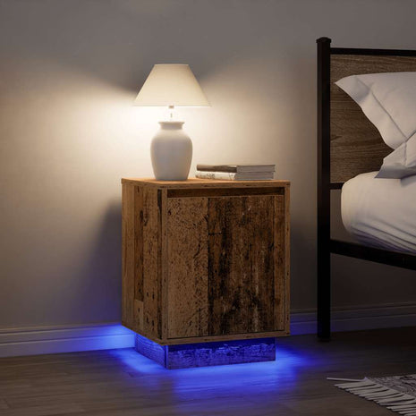 Nachtkastjes met led-verlichting 2 st 38x34x50 cm oud hout