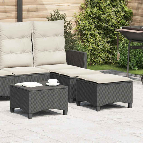 Tuinkrukken met kussens 2 st 55x55x36 cm poly rattan zwart