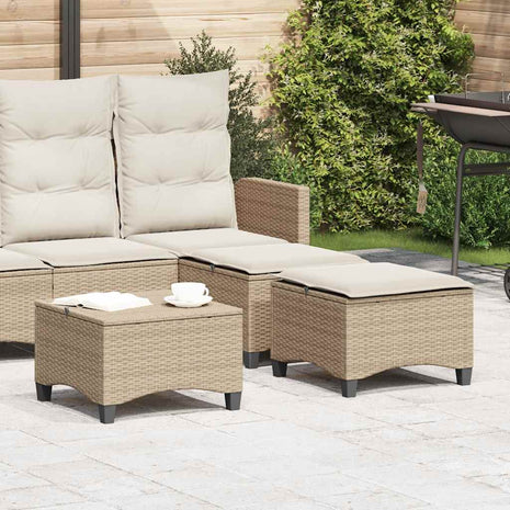 Tuinkrukken met kussens 2 st 55x55x36 cm poly rattan beige