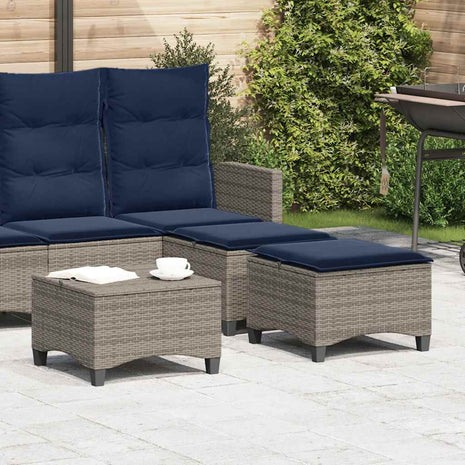 Tuinkrukken met kussens 2 st 55x55x36 cm poly rattan grijs