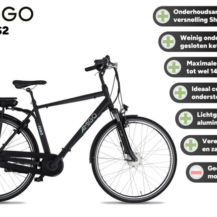 Amigo E-Faro S2 Heren 7V Rollerbrake matzwart 53 cm 28 inch